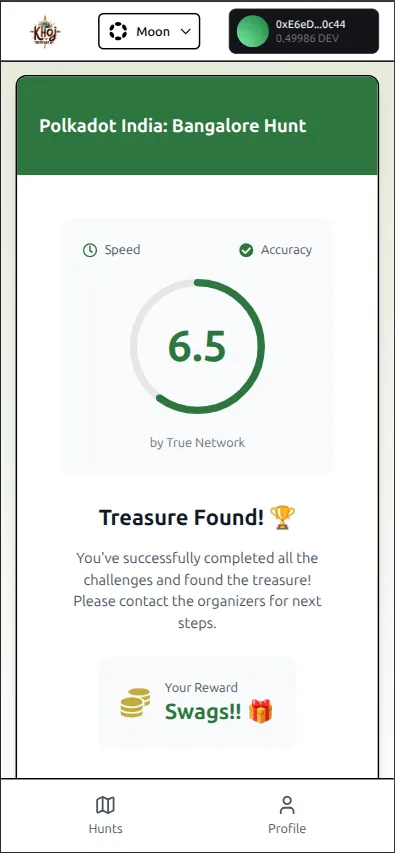 Successful completion of a hunt